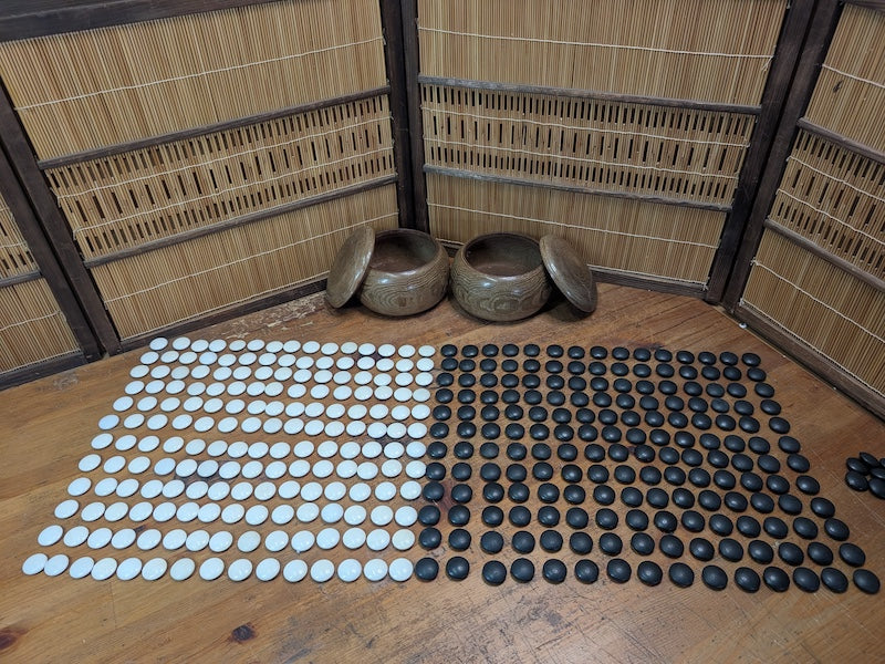 Vintage Japanese Go Stones Set 180 Black & White Igo Game Pieces