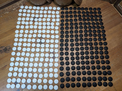Japanese Go Stones Set White Glass/Resin Black Natchi Shells Auction (No Board)