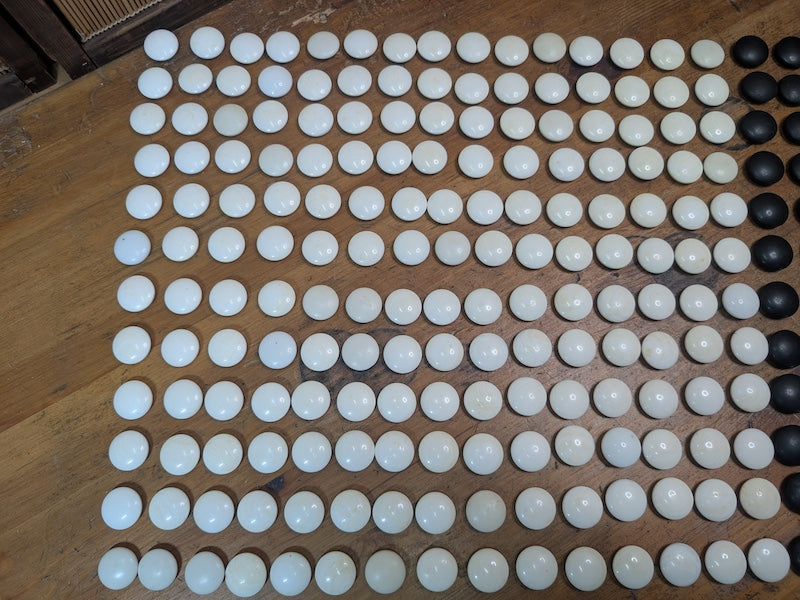 Vintage Japanese Go Stones Set 180 Black & White Igo Game Pieces