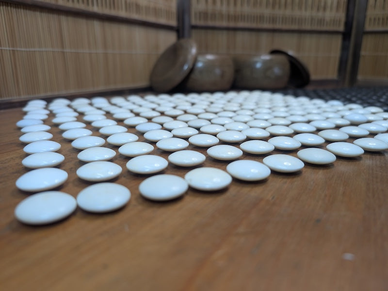 Vintage Japanese Go Stones Set 180 Black & White Igo Game Pieces