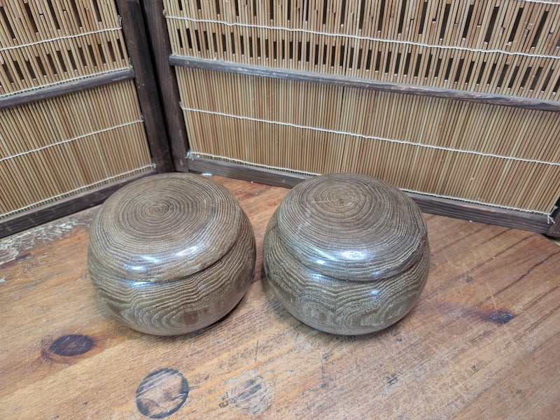 Vintage Japanese Go Stones Set 180 Black & White Igo Game Pieces