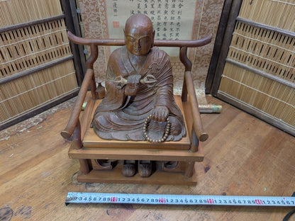 Japanese Vintage Buddha Sugi Wood Statue Large Signed Scroll Kakejiku Jpn Auction