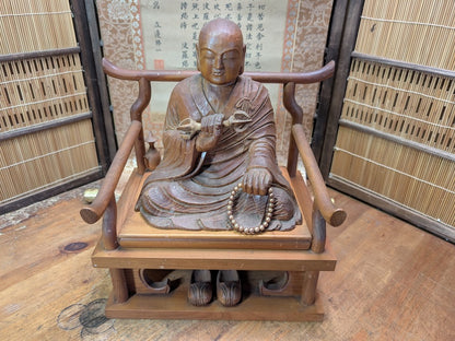 Japanese Vintage Buddha Sugi Wood Statue Large Signed Scroll Kakejiku Jpn Auction