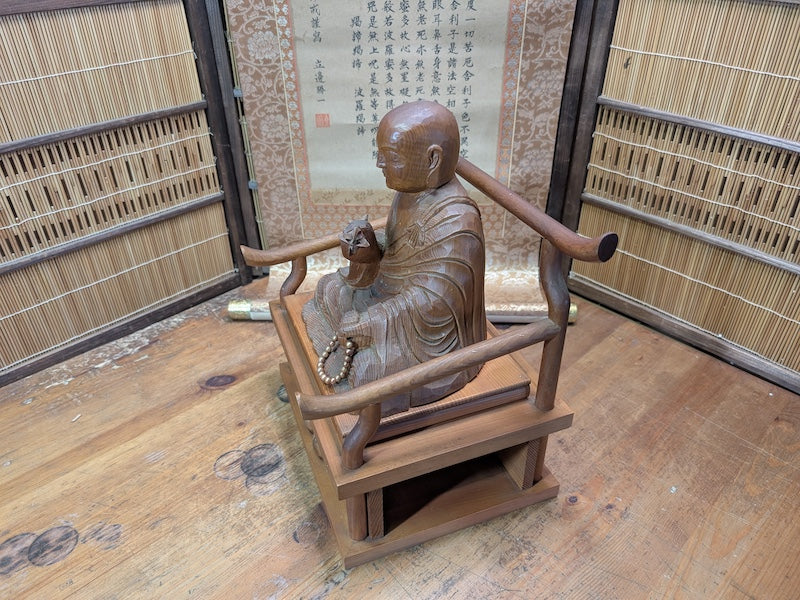 Japanese Vintage Buddha Sugi Wood Statue Large Signed Scroll Kakejiku Jpn Auction