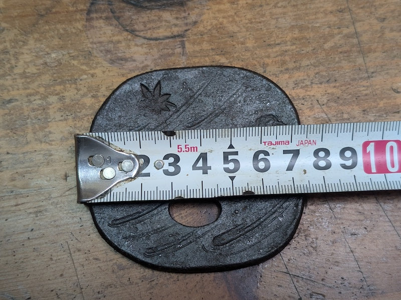Antique Samurai Katana Tsuba Leaf Design Iron Sword Guard Japan Art