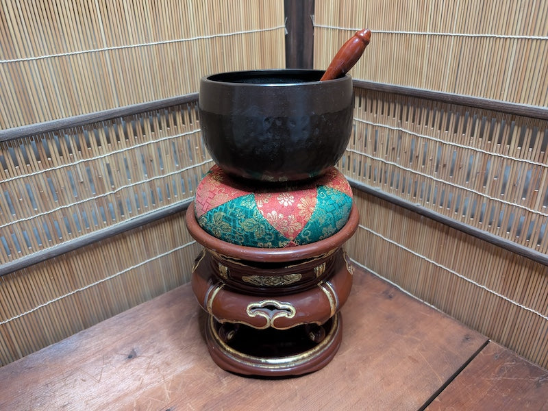 1940s Japanese Bronze Orin Bell Takaoka Buddhist Singing Bell Set Antique Japan