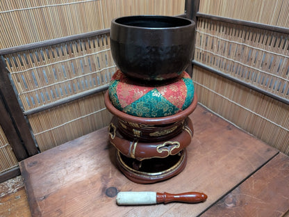 1940s Japanese Bronze Orin Bell Takaoka Buddhist Singing Bell Set Antique Japan