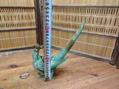 Antique Japanese 1940s Cast Iron Pheasant Koro Incense Burner Rare Art