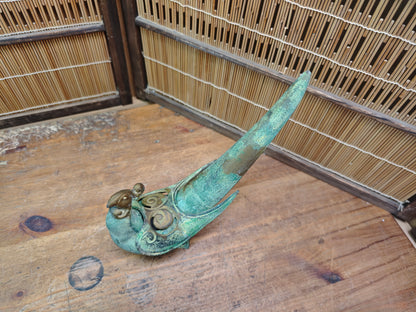 Antique Japanese 1940s Cast Iron Pheasant Koro Incense Burner Rare Art