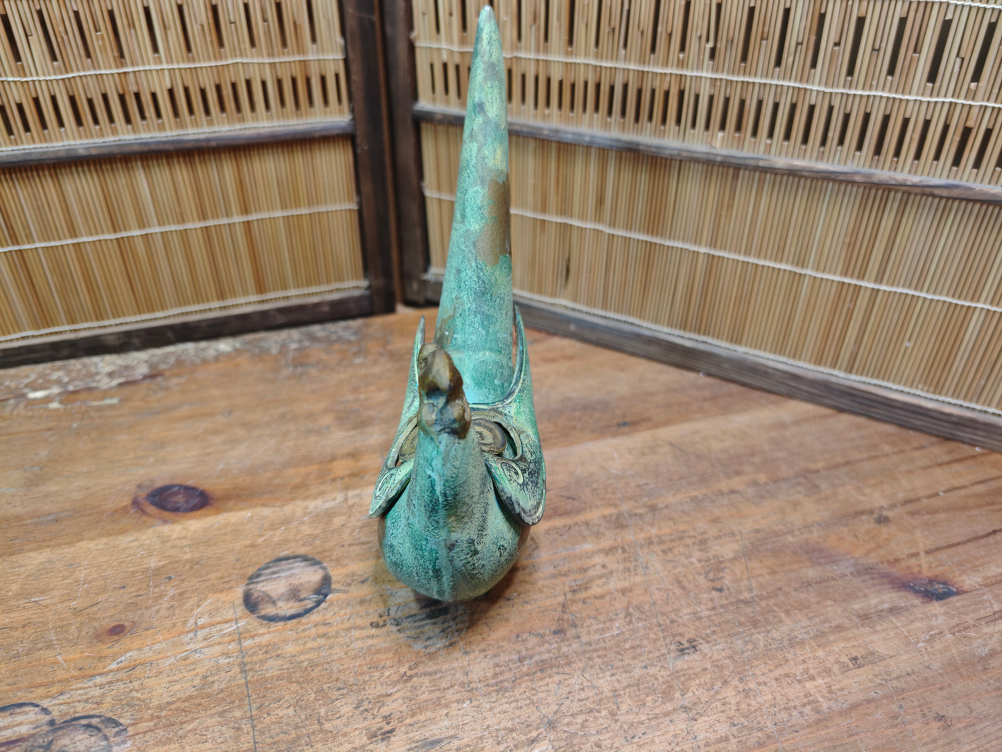 Antique Japanese 1940s Cast Iron Pheasant Koro Incense Burner Rare Art