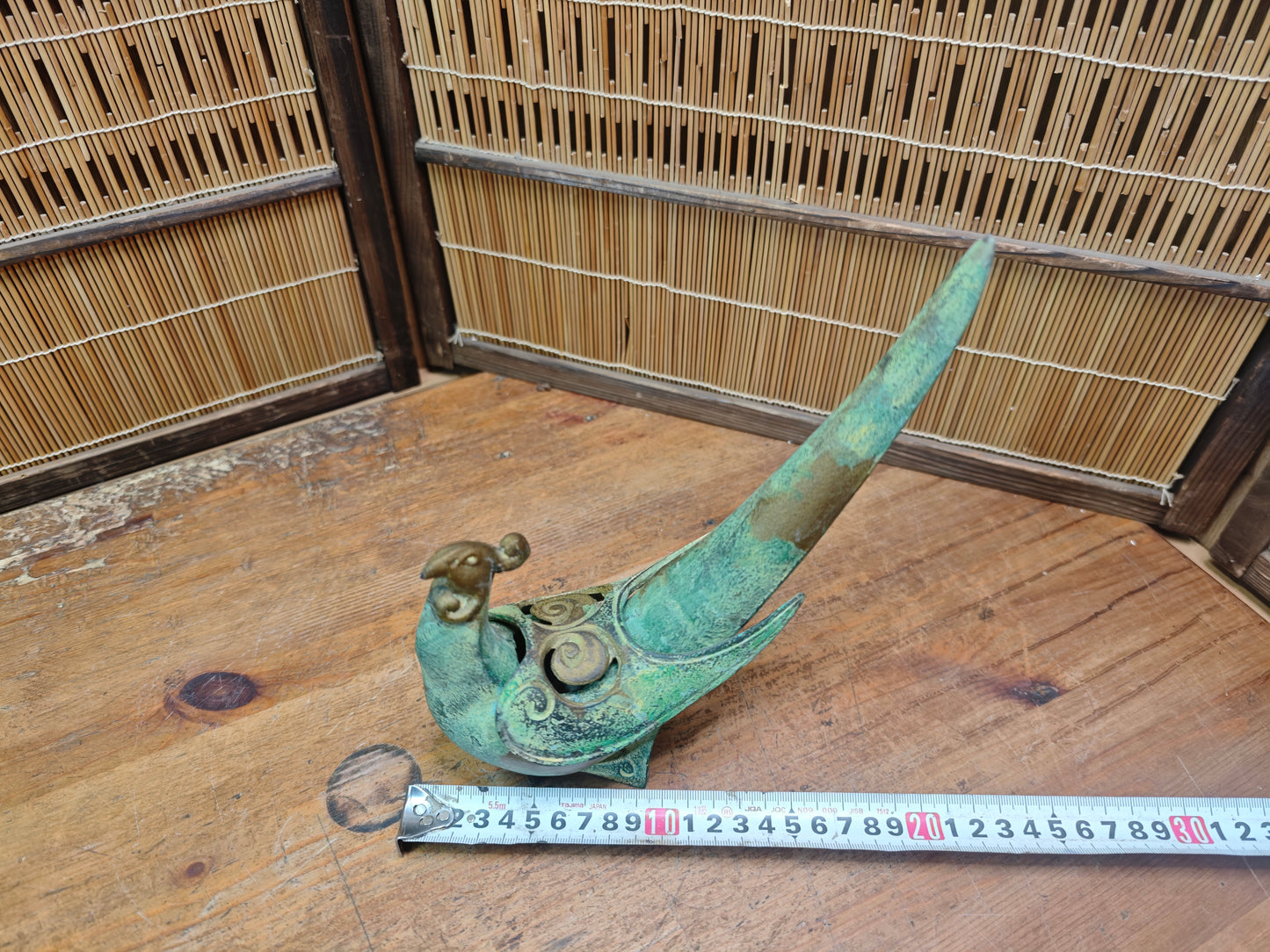 Antique Japanese 1940s Cast Iron Pheasant Koro Incense Burner Rare Art