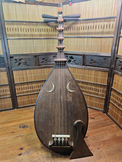 1800s Antique Japanese Biwa Lute Edo Era Wood Instrument Rare Authentic
