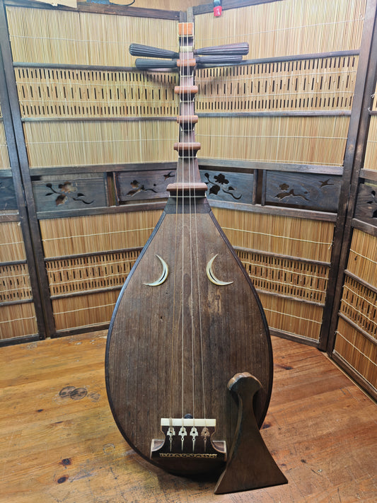 1800s Antique Japanese Biwa Lute Edo Era Wood Instrument Rare Authentic