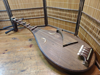 1800s Antique Japanese Biwa Lute Edo Era Wood Instrument Rare Authentic