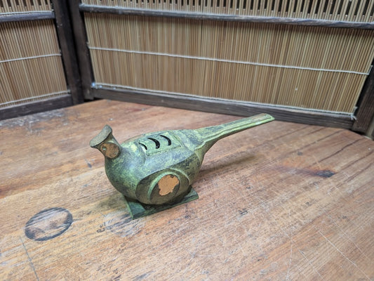 Antique Japanese Bronze Incense Burner Meiji Pheasant Koro Censer Rare