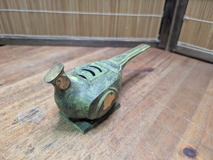 Antique Japanese Bronze Incense Burner Meiji Pheasant Koro Censer Rare
