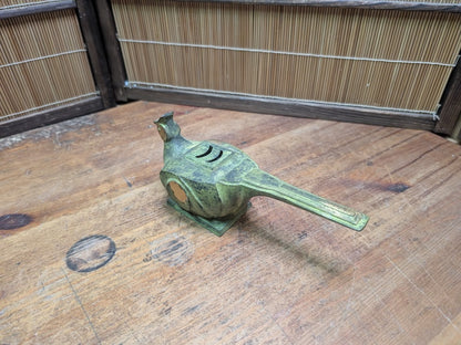 Antique Japanese Bronze Incense Burner Meiji Pheasant Koro Censer Rare
