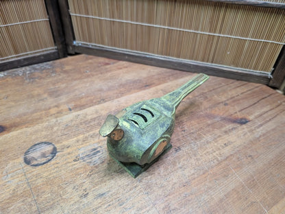 Antique Japanese Bronze Incense Burner Meiji Pheasant Koro Censer Rare