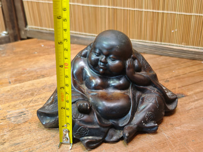 Antique Japanese Hotei Bronze Figure Meiji Taisho Hidden Shunga Detail Rare