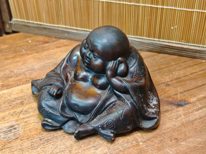 Antique Japanese Hotei Bronze Figure Meiji Taisho Hidden Shunga Detail Rare