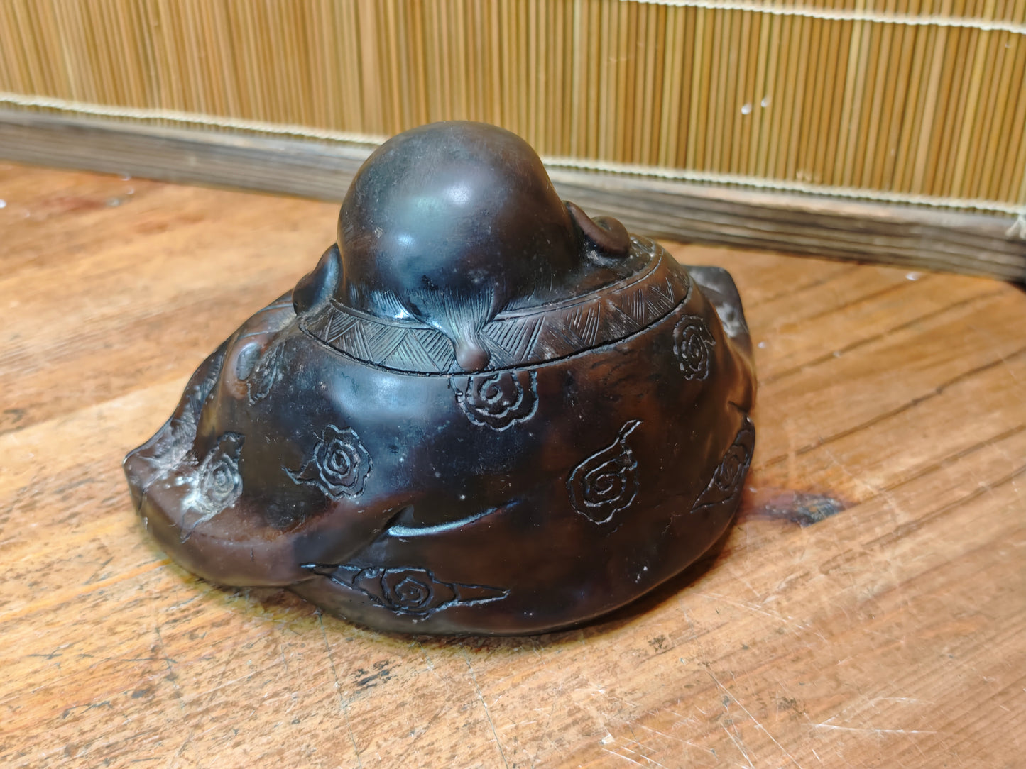 Antique Japanese Hotei Bronze Figure Meiji Taisho Hidden Shunga Detail Rare