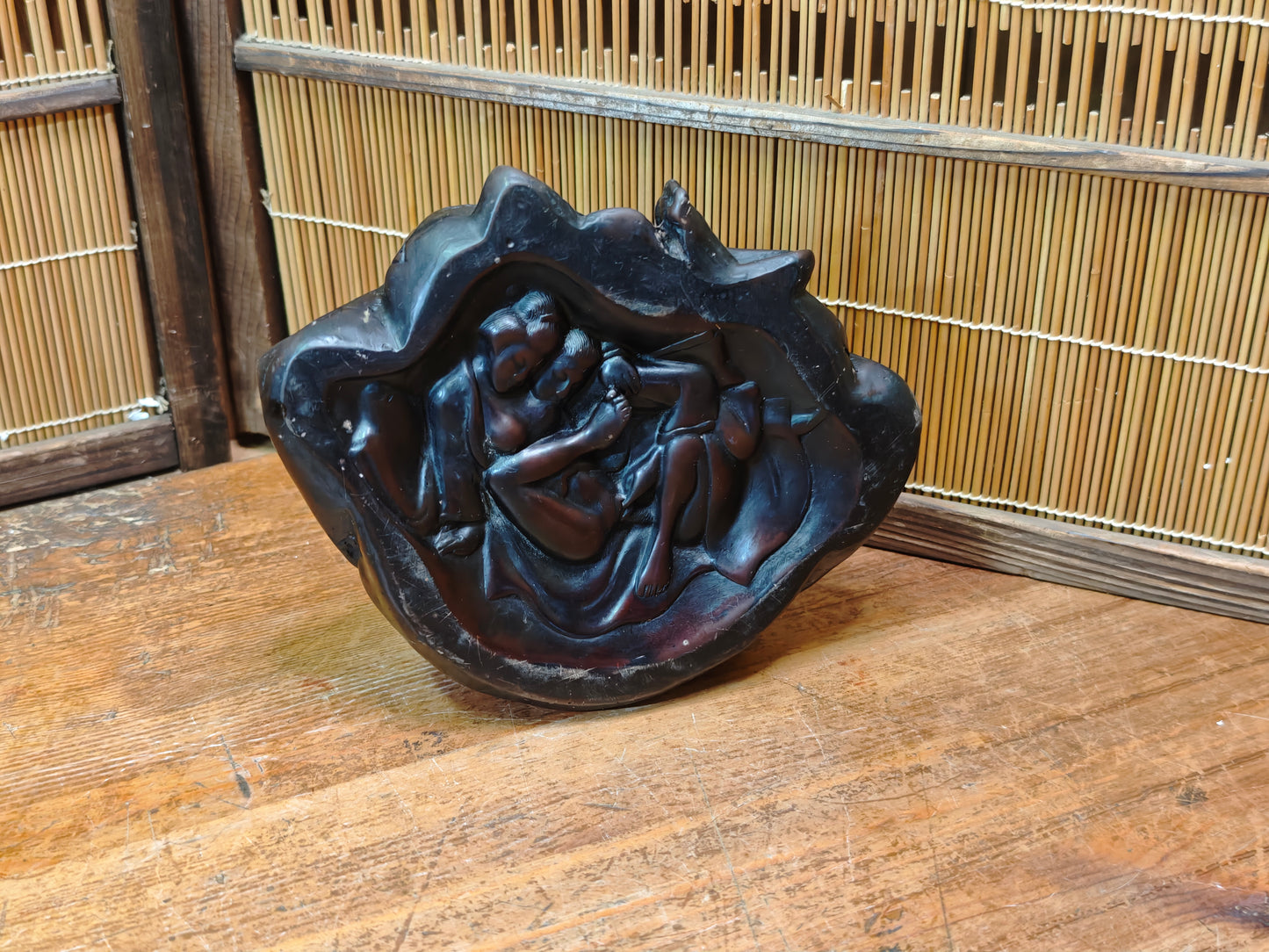 Antique Japanese Hotei Bronze Figure Meiji Taisho Hidden Shunga Detail Rare