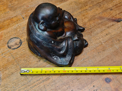 Antique Japanese Hotei Bronze Figure Meiji Taisho Hidden Shunga Detail Rare