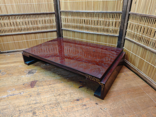 Antique Japanese Kadai Bonsai Table Meiji Era Wood Stand Lacquer Rare