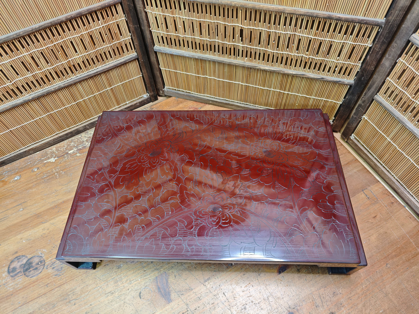 Antique Japanese Kadai Bonsai Table Meiji Era Wood Stand Lacquer Rare