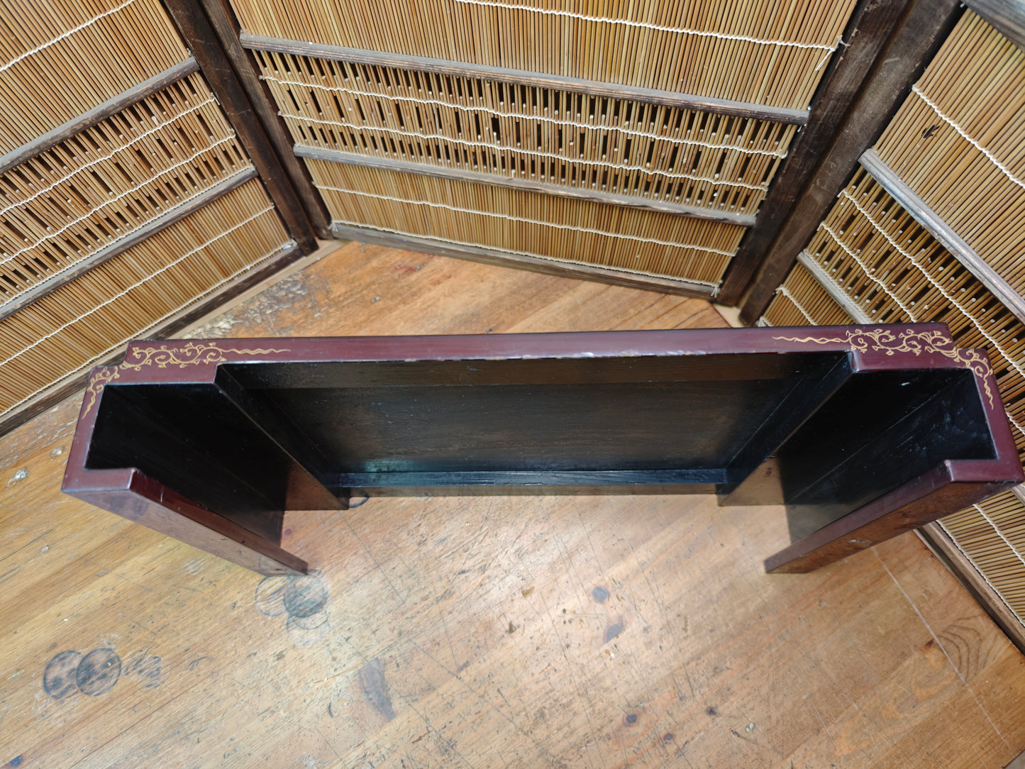 Antique Japanese Kadai Bonsai Table Meiji Era Wood Stand Lacquer Rare