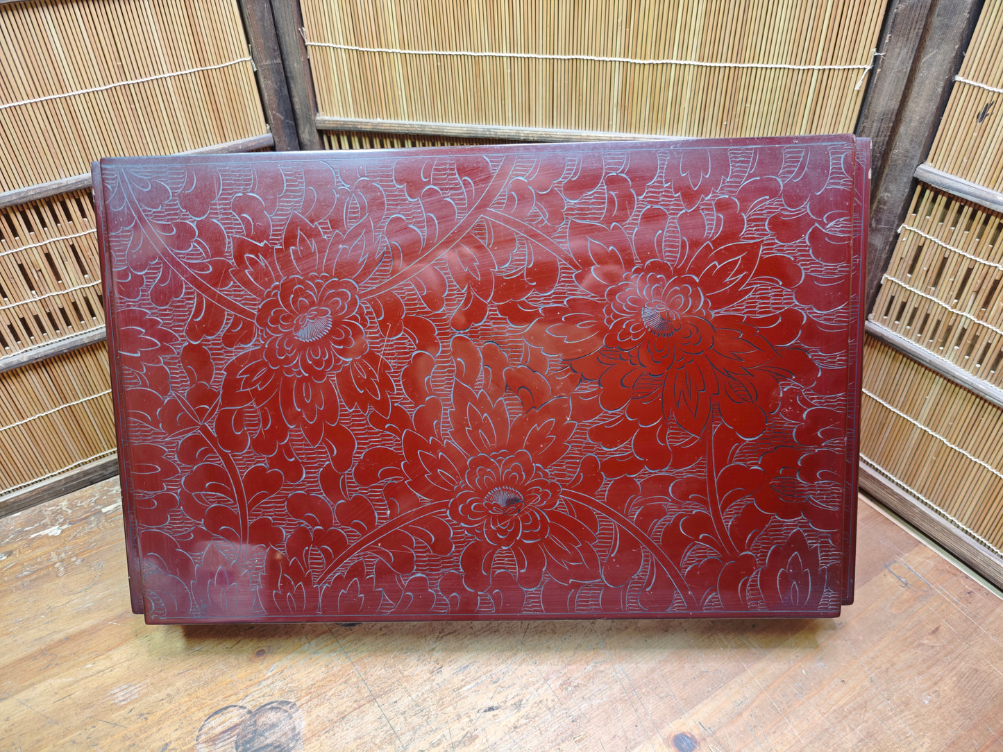 Antique Japanese Kadai Bonsai Table Meiji Era Wood Stand Lacquer Rare