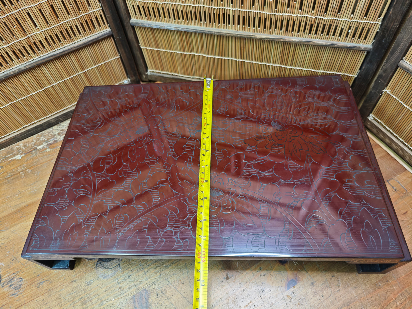 Antique Japanese Kadai Bonsai Table Meiji Era Wood Stand Lacquer Rare