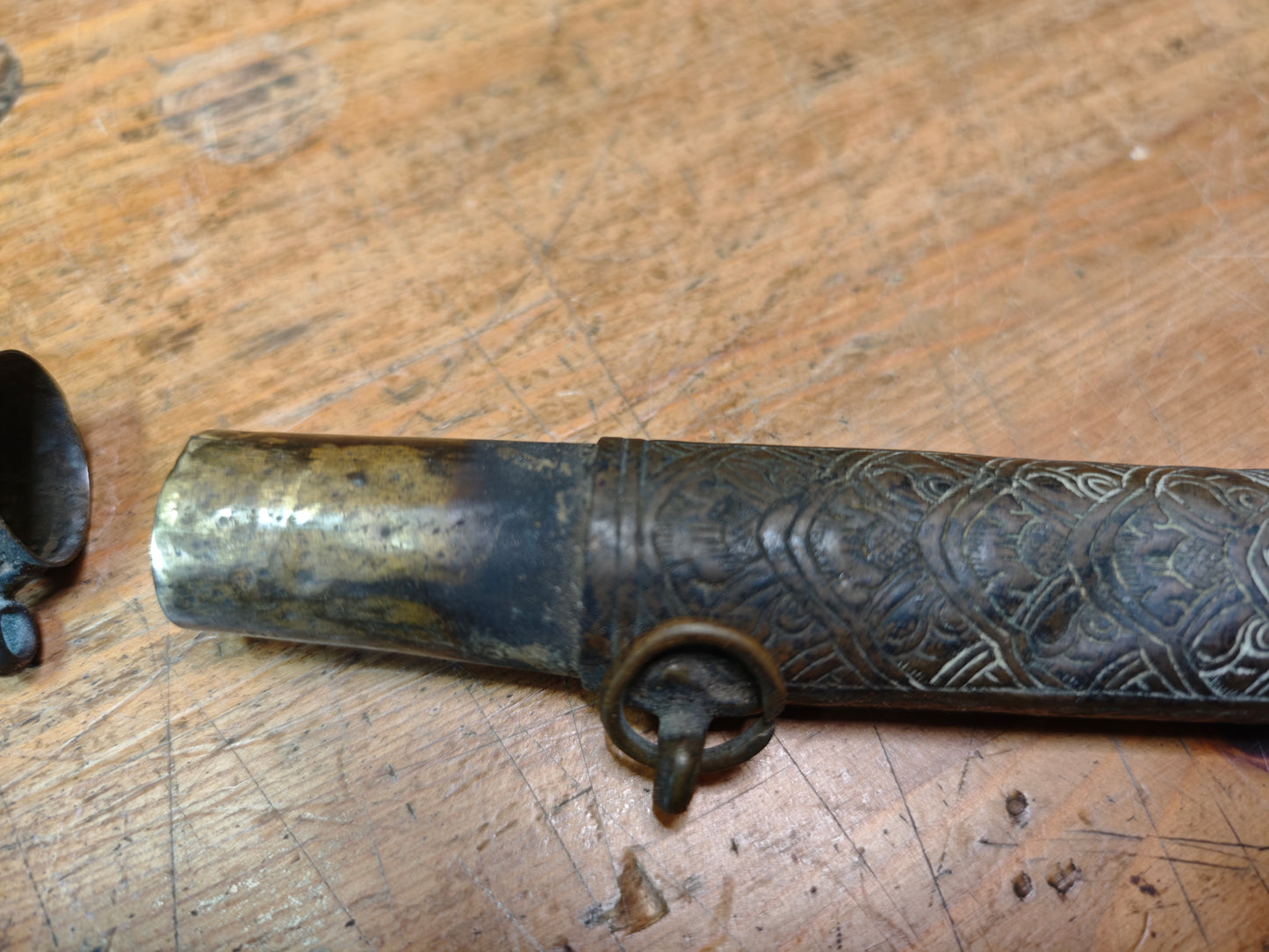 Antique Japanese Kiseru Pipe Brass Case Meiji Era 1800s Rare