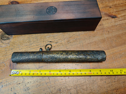 Antique Japanese Kiseru Pipe Brass Case Meiji Era 1800s Rare