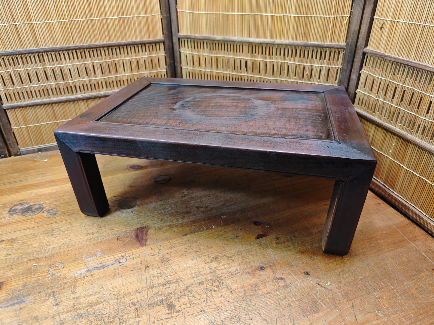Antique Japanese Meiji Era Kadai Table Restored Sakura Sugi Wood Display Stand