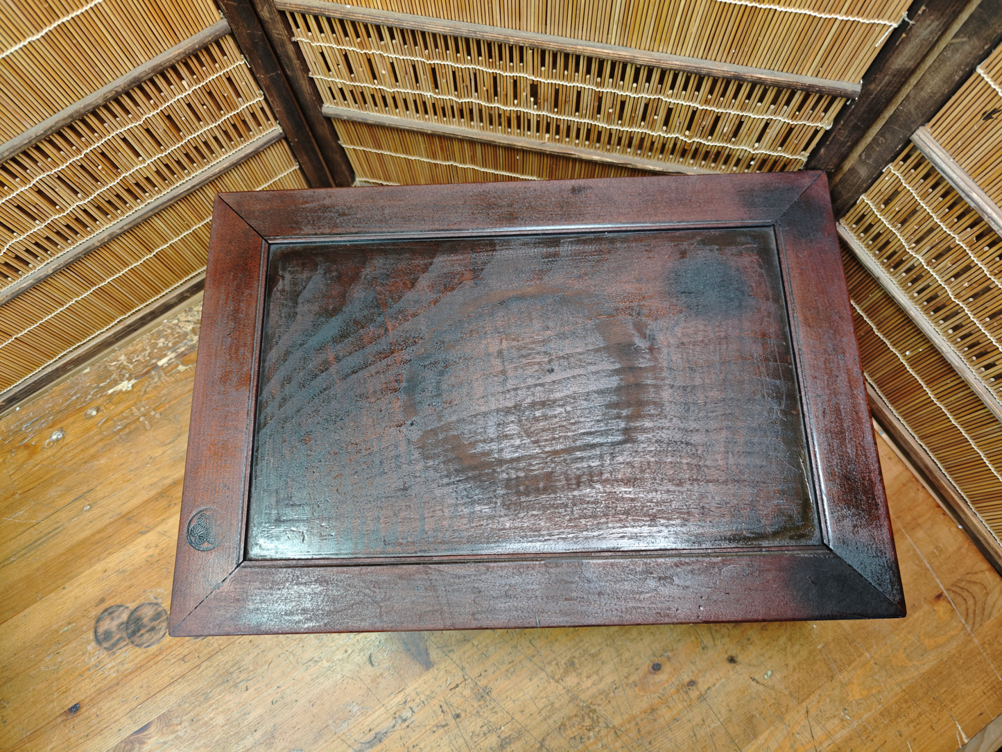 Antique Japanese Meiji Era Kadai Table Restored Sakura Sugi Wood Display Stand