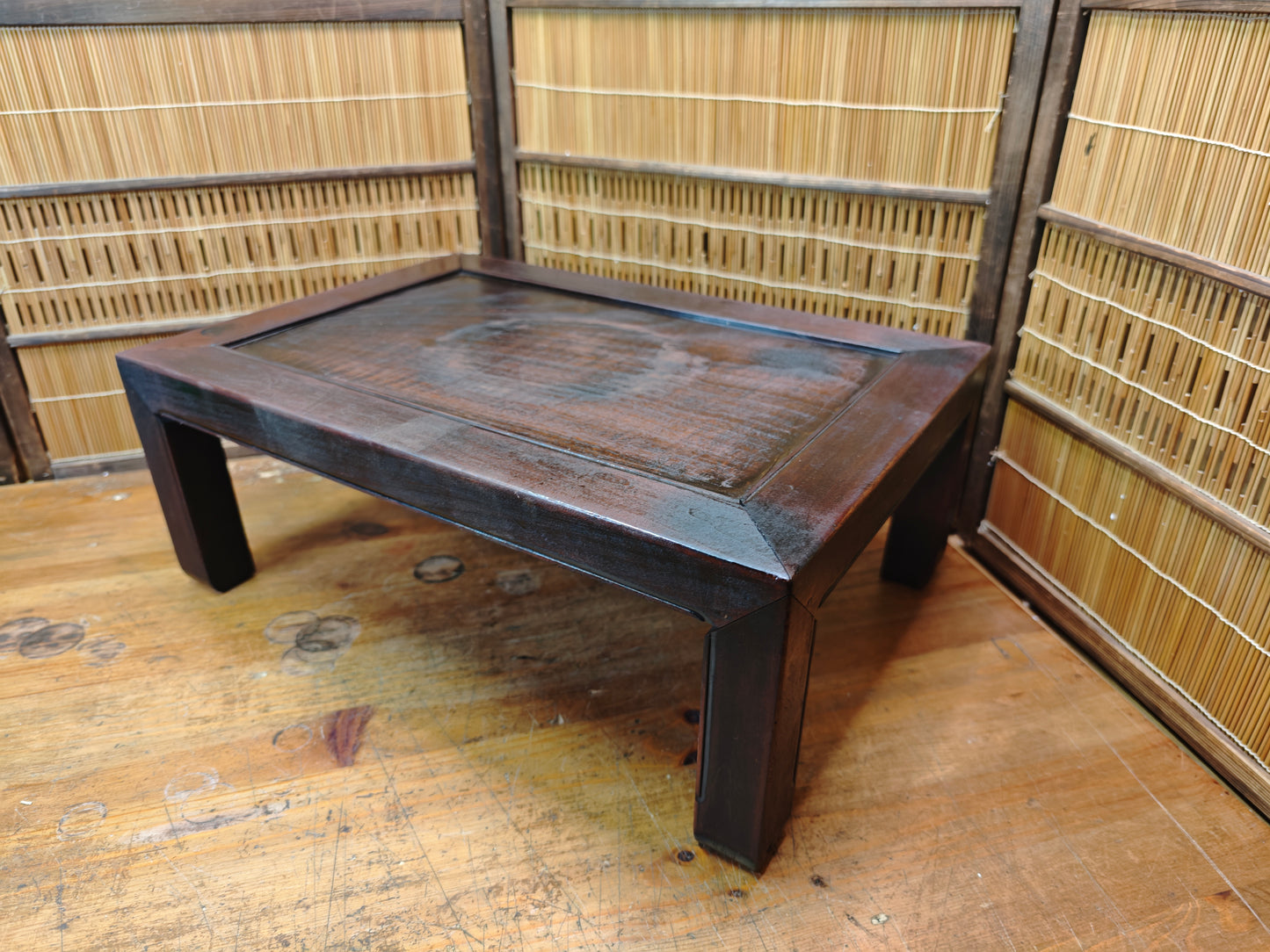 Antique Japanese Meiji Era Kadai Table Restored Sakura Sugi Wood Display Stand