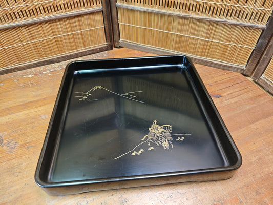 Antique Japanese Meiji Era Obon Tray Lacquer Wood Serving Tray Japan