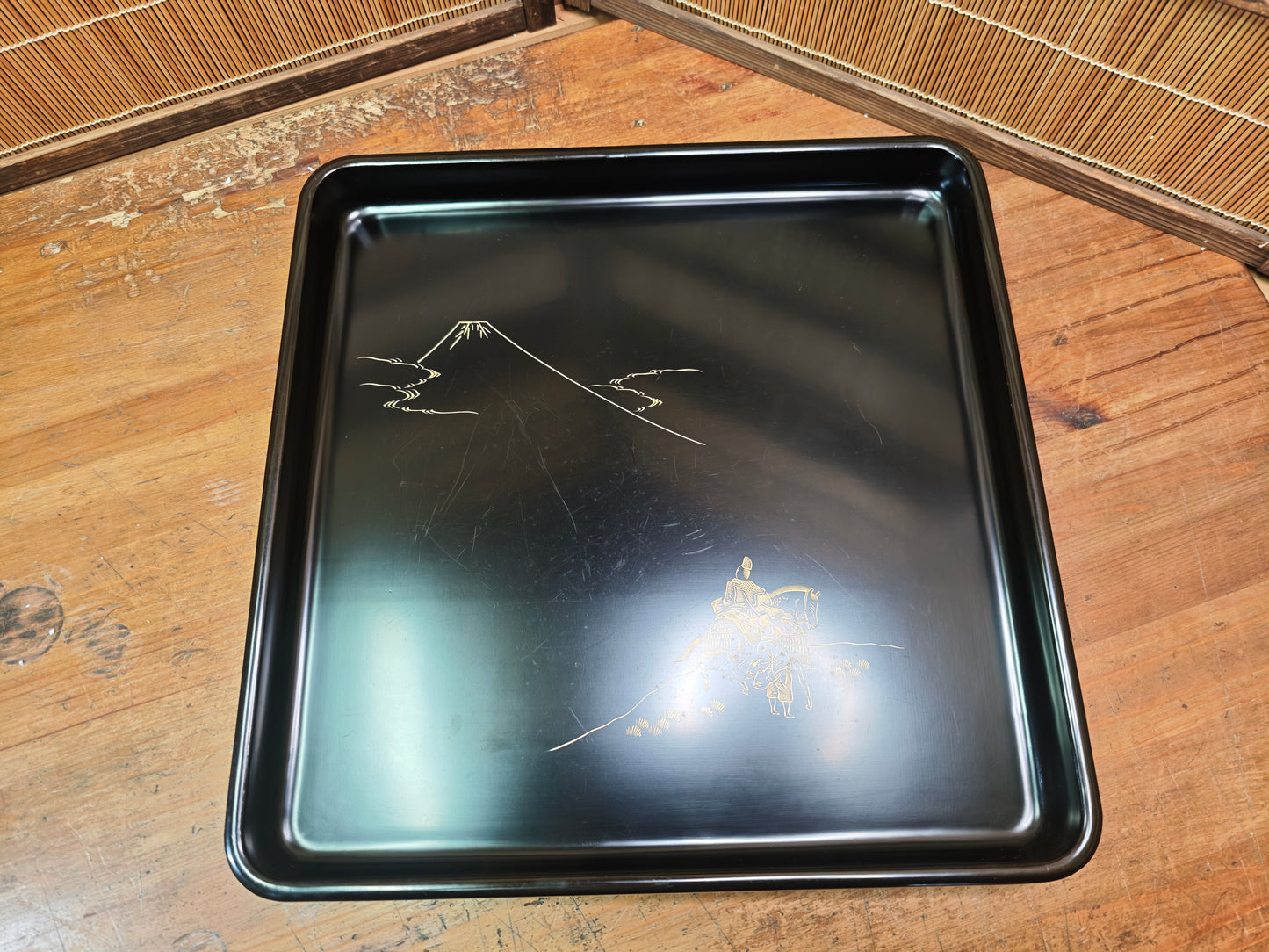 Antique Japanese Meiji Era Obon Tray Lacquer Wood Serving Tray Japan