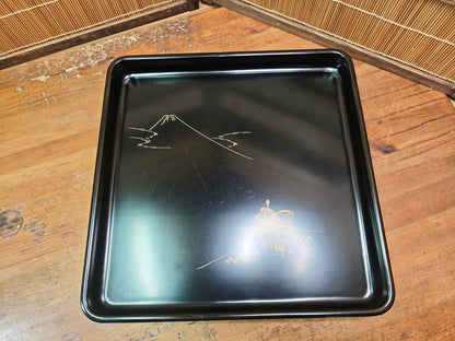 Antique Japanese Meiji Era Obon Tray Lacquer Wood Serving Tray Japan