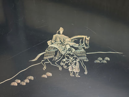 Antique Japanese Meiji Era Obon Tray Lacquer Wood Serving Tray Japan