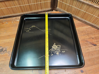 Antique Japanese Meiji Era Obon Tray Lacquer Wood Serving Tray Japan