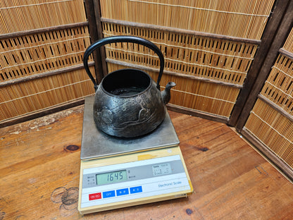 Antique Japanese Nambu Tetsubin Cast Iron Kettle Mouse Motif Signed Rare