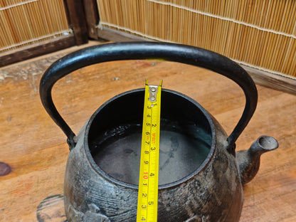 Antique Japanese Nambu Tetsubin Cast Iron Kettle Mouse Motif Signed Rare