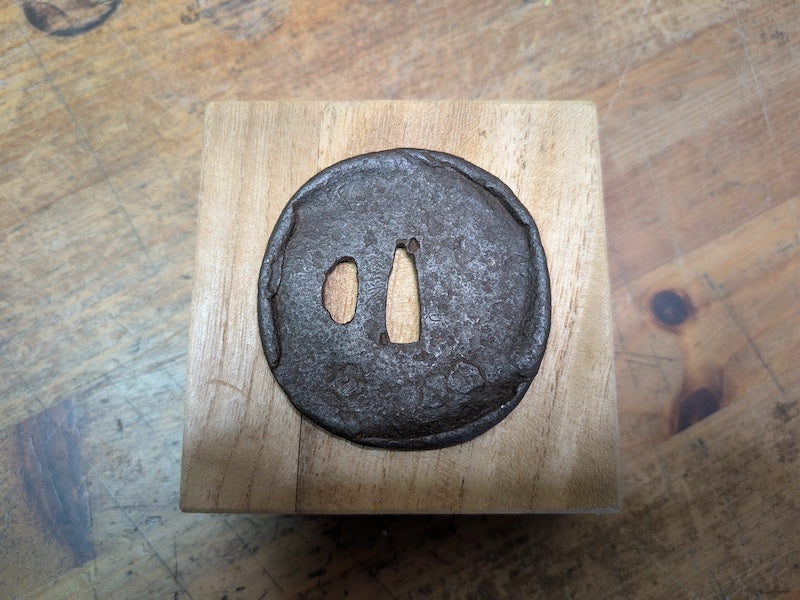 Antique Japanese Samurai Tsuba 1800s Hand Engraved Sword Guard