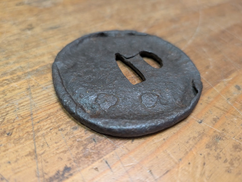 Antique Japanese Samurai Tsuba 1800s Hand Engraved Sword Guard