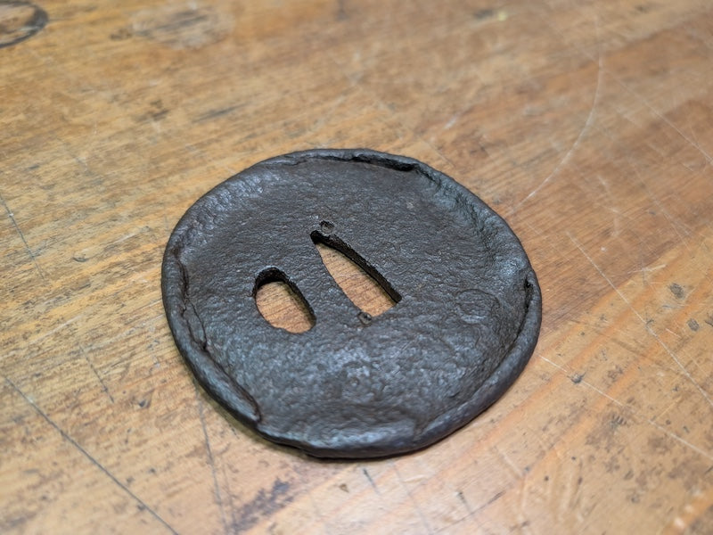 Antique Japanese Samurai Tsuba 1800s Hand Engraved Sword Guard