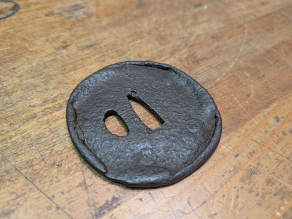 Antique Japanese Samurai Tsuba 1800s Hand Engraved Sword Guard