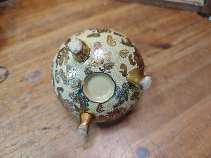 Antique Japanese Satsuma Koro Incense Burner 1800s Meiji Ceramic w Box