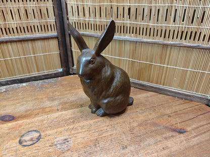 Antique Japanese Steel Rabbit Statue Folk Art Sculpture Decor